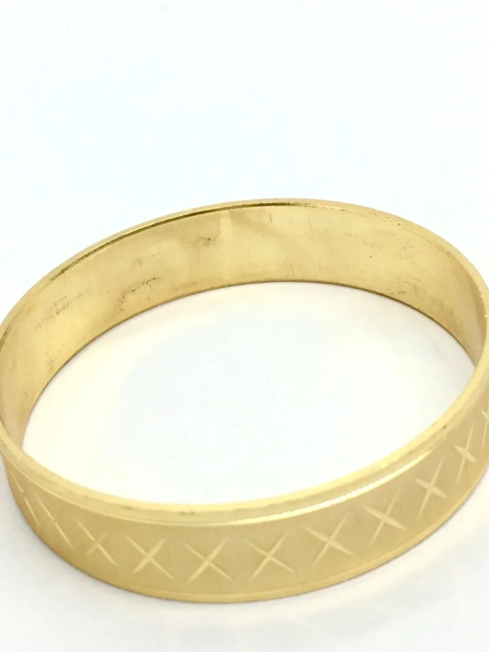 VINTAGE W GERMANY Bangle Gold Tone Matte Textured X Cross Wide Bracelet